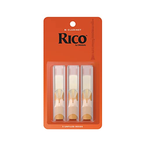 D’Addario Woodwinds - Rico Bb Clarinet Reeds - Reeds for Bb Clarinet - Crafted for Beginners, Students, Educators - Strength 2.5, 10-pack