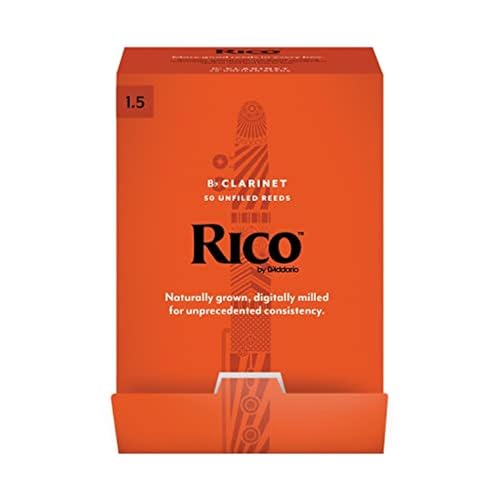 D’Addario Woodwinds - Rico Bb Clarinet Reeds - Reeds for Bb Clarinet - Crafted for Beginners, Students, Educators - Strength 2.5, 10-pack