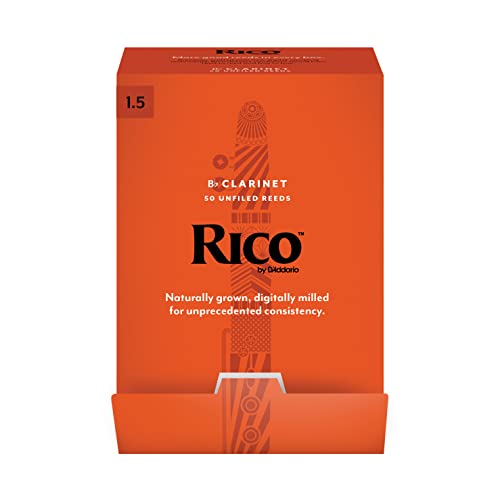 D’Addario Woodwinds - Rico Bb Clarinet Reeds - Reeds for Bb Clarinet - Crafted for Beginners, Students, Educators - Strength 2.5, 10-pack