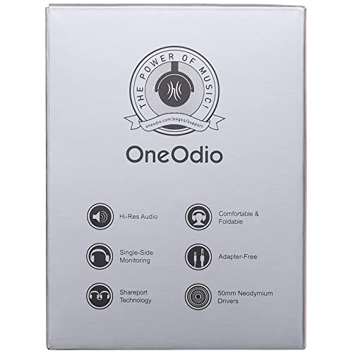 OneOdio Wired Over Ear Headphones Studio Monitor & Mixing DJ Stereo Headsets with 50mm Neodymium Drivers and 1/4 to 3.5mm Jack for AMP Computer Recording Podcast Keyboard Guitar Laptop - Black