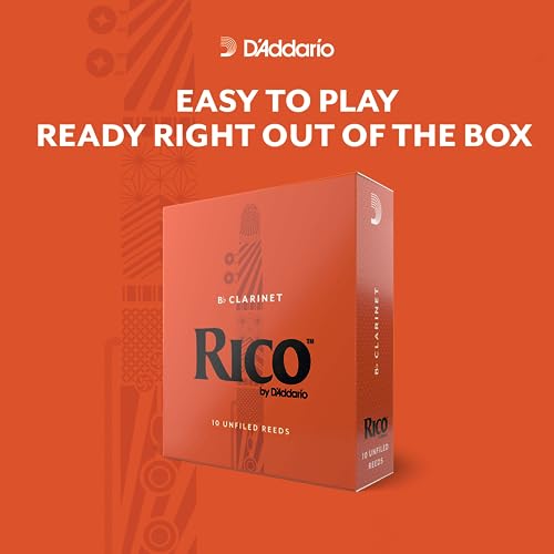 D’Addario Woodwinds - Rico Bb Clarinet Reeds - Reeds for Bb Clarinet - Crafted for Beginners, Students, Educators - Strength 2.5, 10-pack