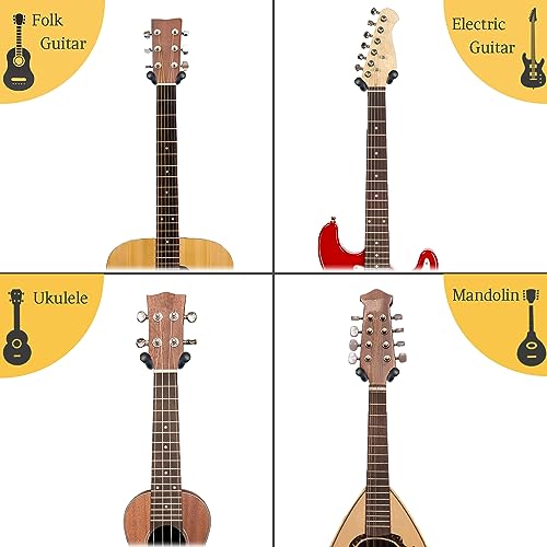 Guitar Wall Mount 2 Pack, Black Walnut Wood Guitar Hanger, U-Shaped Guitar Wall Hanger Mount, Guitar Holder Hook Stand Wall for Acoustic, Electric Guitar, Banjo, Bass, for Guitar Player Men Boy