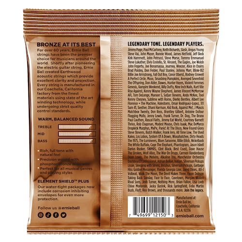 Ernie Ball Earthwood Light Phosphor Bronze Acoustic Guitar Strings, 11-52 Gauge (P02148)