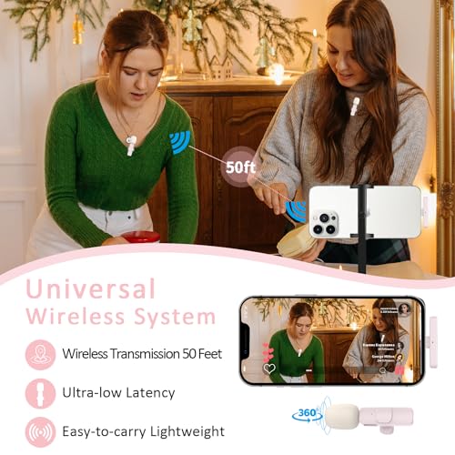 MAYBESTA Professional Wireless Lavalier Lapel Microphone for iPhone, iPad - Cordless Omnidirectional Condenser Recording Mic for Interview Video Podcast Vlog YouTube