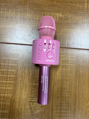 BONAOK Wireless Bluetooth Karaoke Microphone, 3-in-1 Portable Handheld Mic Speaker for All Smartphones,Gifts for Girls Kids Adults All Age Q37(Rose Gold)