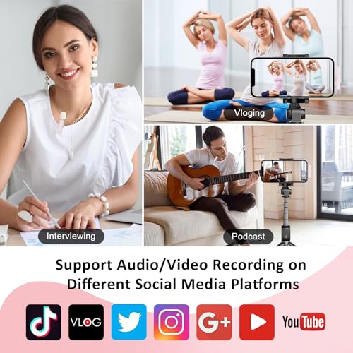 MAYBESTA Professional Wireless Lavalier Lapel Microphone for iPhone, iPad - Cordless Omnidirectional Condenser Recording Mic for Interview Video Podcast Vlog YouTube