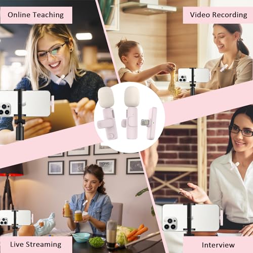 MAYBESTA Professional Wireless Lavalier Lapel Microphone for iPhone, iPad - Cordless Omnidirectional Condenser Recording Mic for Interview Video Podcast Vlog YouTube