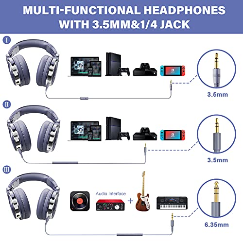 OneOdio Wired Over Ear Headphones Studio Monitor & Mixing DJ Stereo Headsets with 50mm Neodymium Drivers and 1/4 to 3.5mm Jack for AMP Computer Recording Podcast Keyboard Guitar Laptop - Black