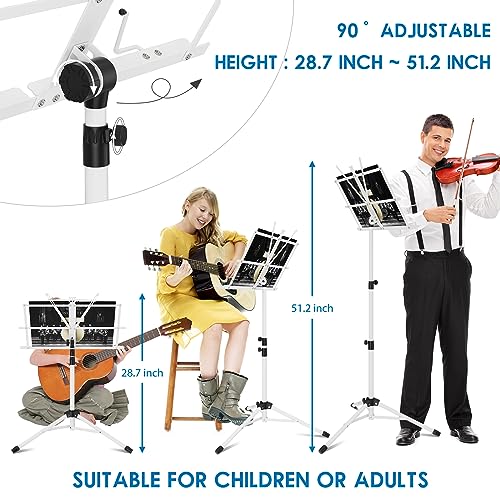 K KASONIC - Music Stand, 2 in 1 Dual-Use Folding Sheet Music Stand & Desktop Book Stand, Portable Lightweight with Music Sheet Clip Holder & Carrying Bag Suitable for Instrumental Performance (Black)