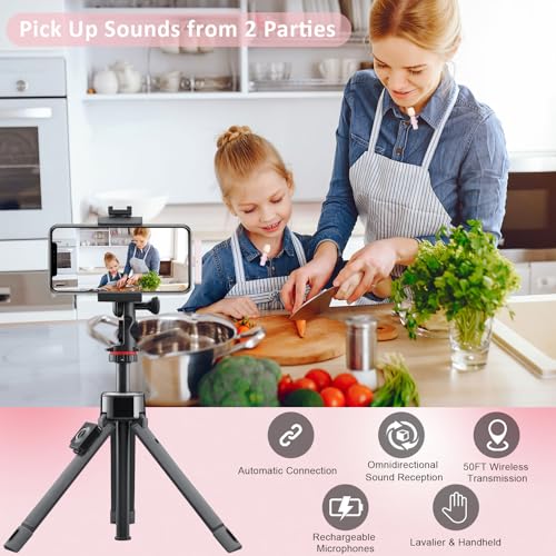 MAYBESTA Professional Wireless Lavalier Lapel Microphone for iPhone, iPad - Cordless Omnidirectional Condenser Recording Mic for Interview Video Podcast Vlog YouTube