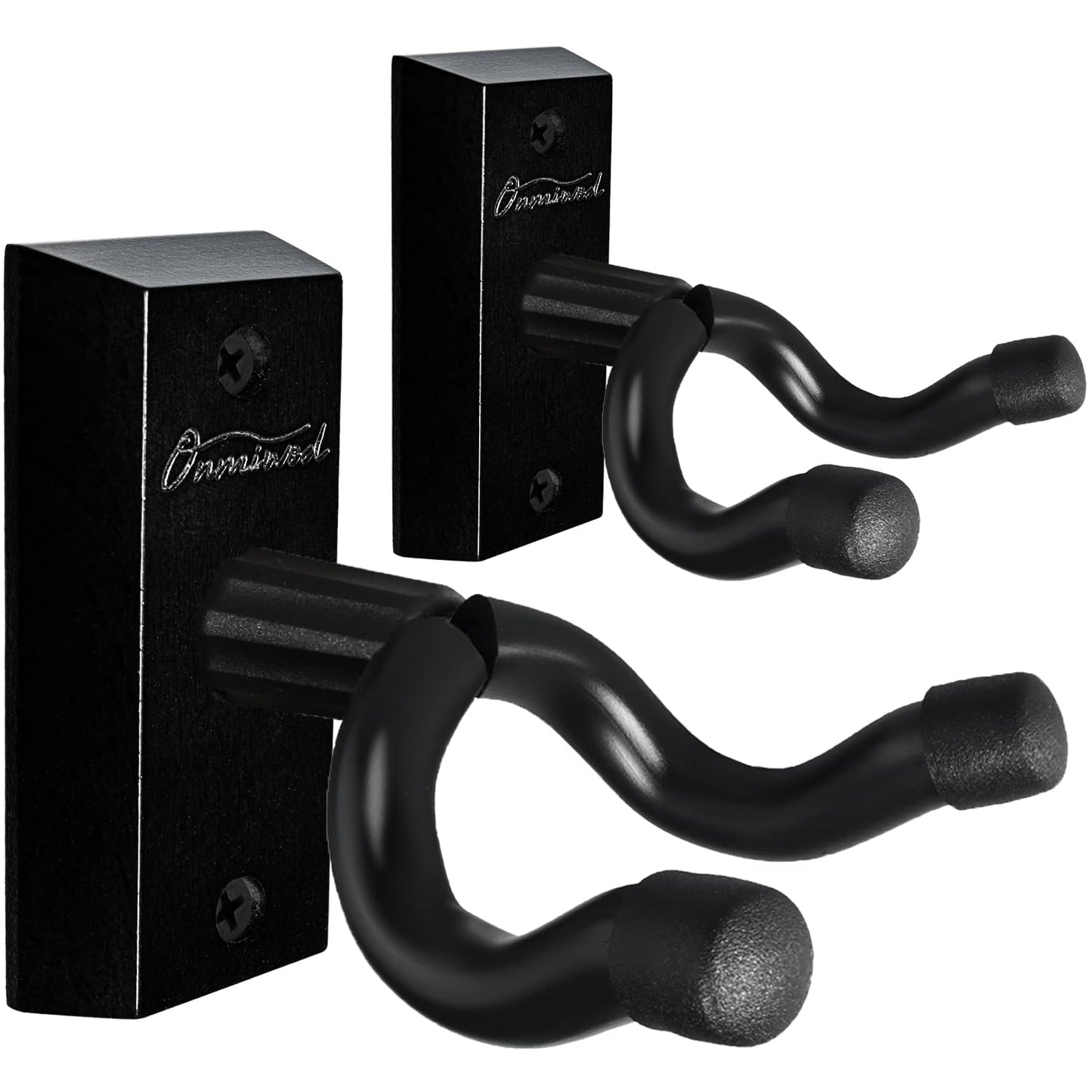 Guitar Wall Mount 2 Pack, Black Walnut Wood Guitar Hanger, U-Shaped Guitar Wall Hanger Mount, Guitar Holder Hook Stand Wall for Acoustic, Electric Guitar, Banjo, Bass, for Guitar Player Men Boy