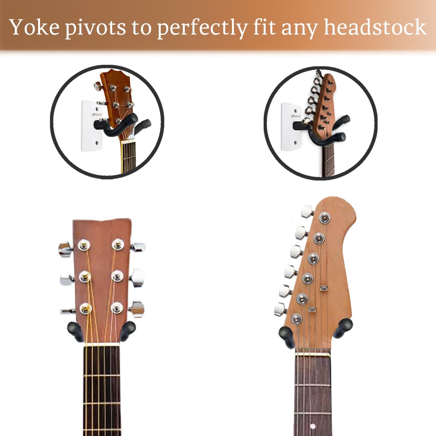 Guitar Wall Mount 2 Pack, Black Walnut Wood Guitar Hanger, U-Shaped Guitar Wall Hanger Mount, Guitar Holder Hook Stand Wall for Acoustic, Electric Guitar, Banjo, Bass, for Guitar Player Men Boy