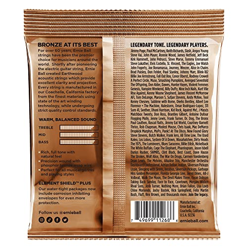 Ernie Ball Earthwood Light Phosphor Bronze Acoustic Guitar Strings, 11-52 Gauge (P02148)