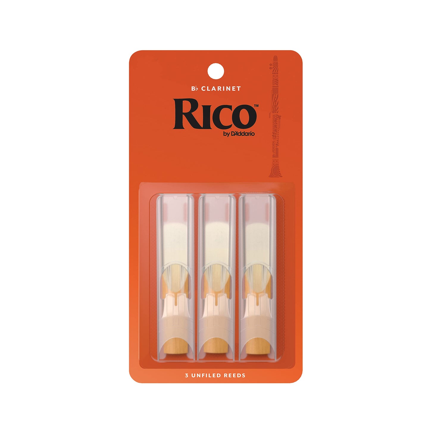 D’Addario Woodwinds - Rico Bb Clarinet Reeds - Reeds for Bb Clarinet - Crafted for Beginners, Students, Educators - Strength 2.5, 10-pack