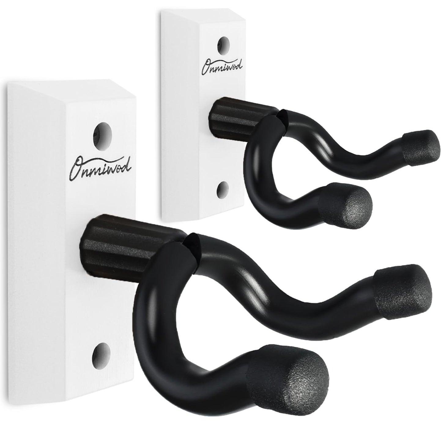 Guitar Wall Mount 2 Pack, Black Walnut Wood Guitar Hanger, U-Shaped Guitar Wall Hanger Mount, Guitar Holder Hook Stand Wall for Acoustic, Electric Guitar, Banjo, Bass, for Guitar Player Men Boy