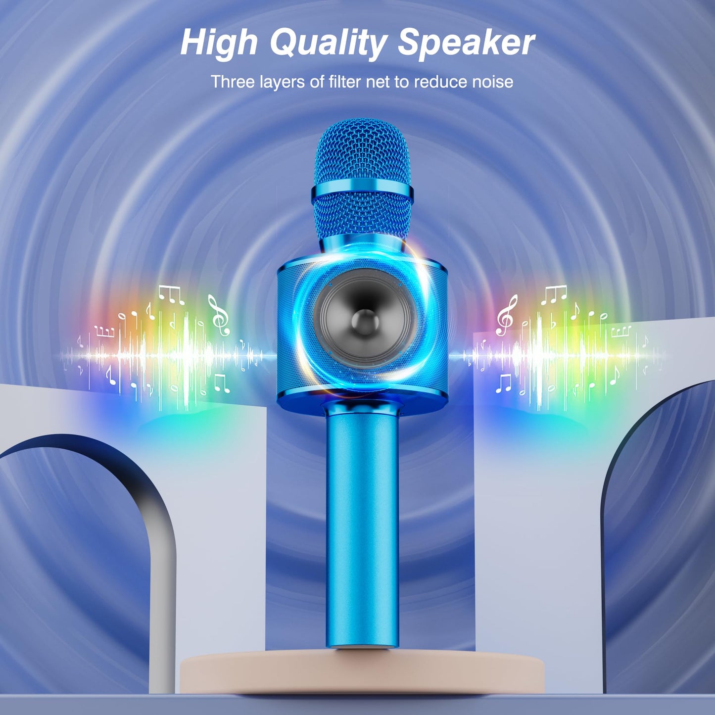 BONAOK Wireless Bluetooth Karaoke Microphone, 3-in-1 Portable Handheld Mic Speaker for All Smartphones,Gifts for Girls Kids Adults All Age Q37(Rose Gold)