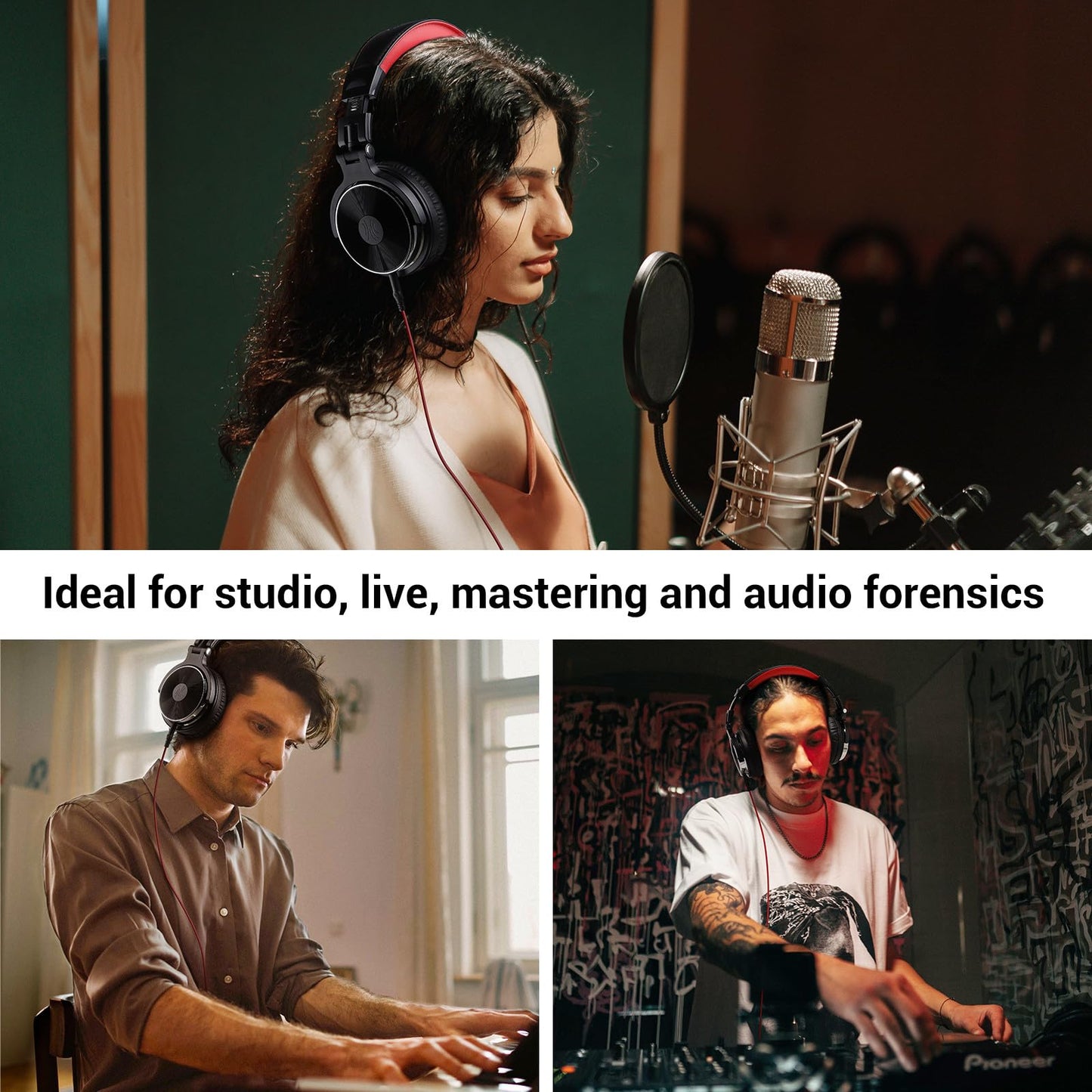 OneOdio Wired Over Ear Headphones Studio Monitor & Mixing DJ Stereo Headsets with 50mm Neodymium Drivers and 1/4 to 3.5mm Jack for AMP Computer Recording Podcast Keyboard Guitar Laptop - Black