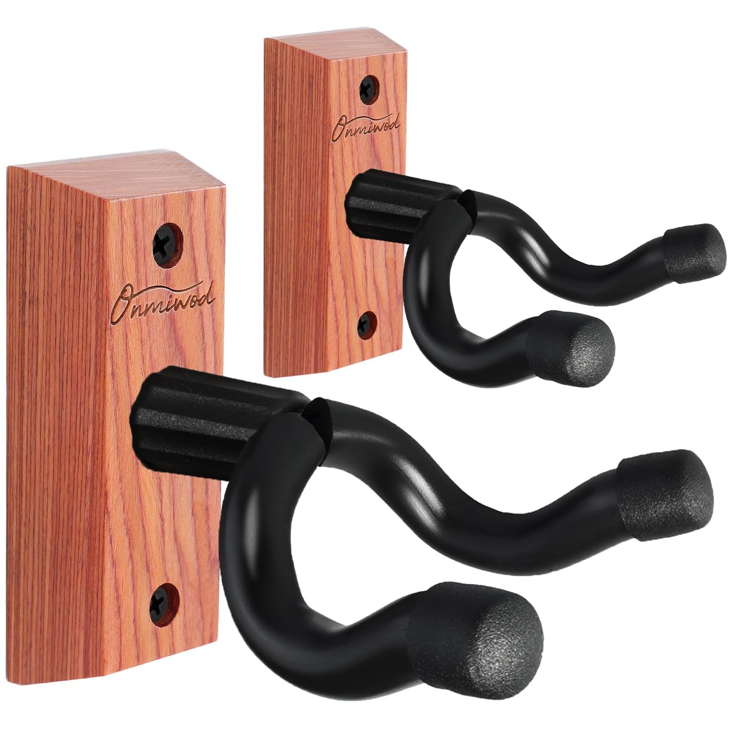 Guitar Wall Mount 2 Pack, Black Walnut Wood Guitar Hanger, U-Shaped Guitar Wall Hanger Mount, Guitar Holder Hook Stand Wall for Acoustic, Electric Guitar, Banjo, Bass, for Guitar Player Men Boy