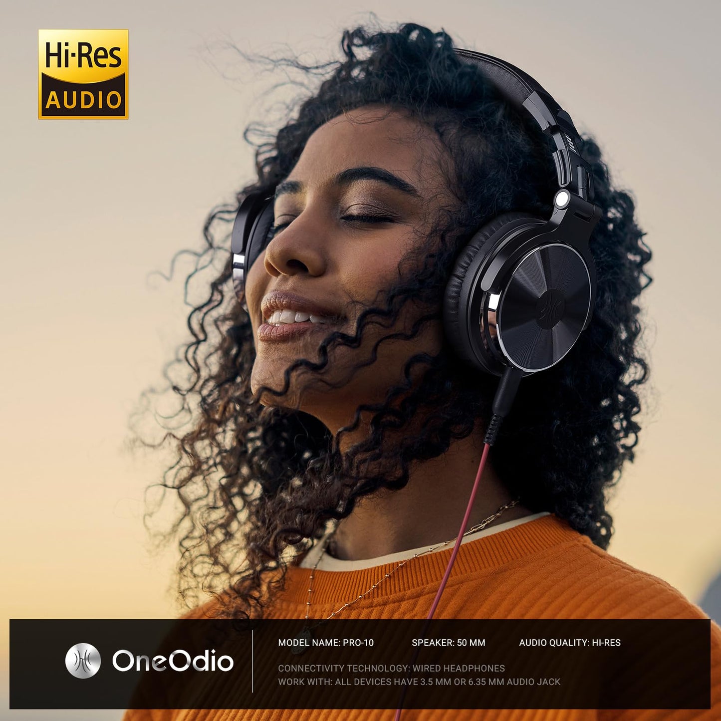 OneOdio Wired Over Ear Headphones Studio Monitor & Mixing DJ Stereo Headsets with 50mm Neodymium Drivers and 1/4 to 3.5mm Jack for AMP Computer Recording Podcast Keyboard Guitar Laptop - Black