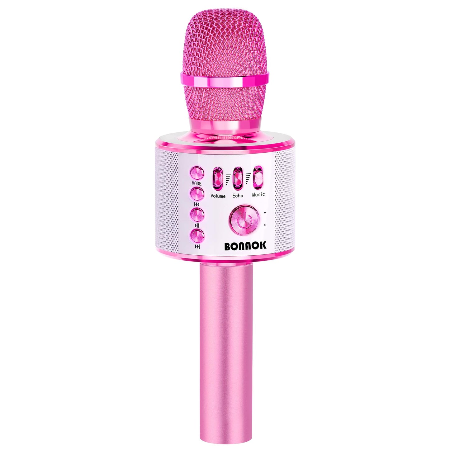 BONAOK Wireless Bluetooth Karaoke Microphone, 3-in-1 Portable Handheld Mic Speaker for All Smartphones,Gifts for Girls Kids Adults All Age Q37(Rose Gold)