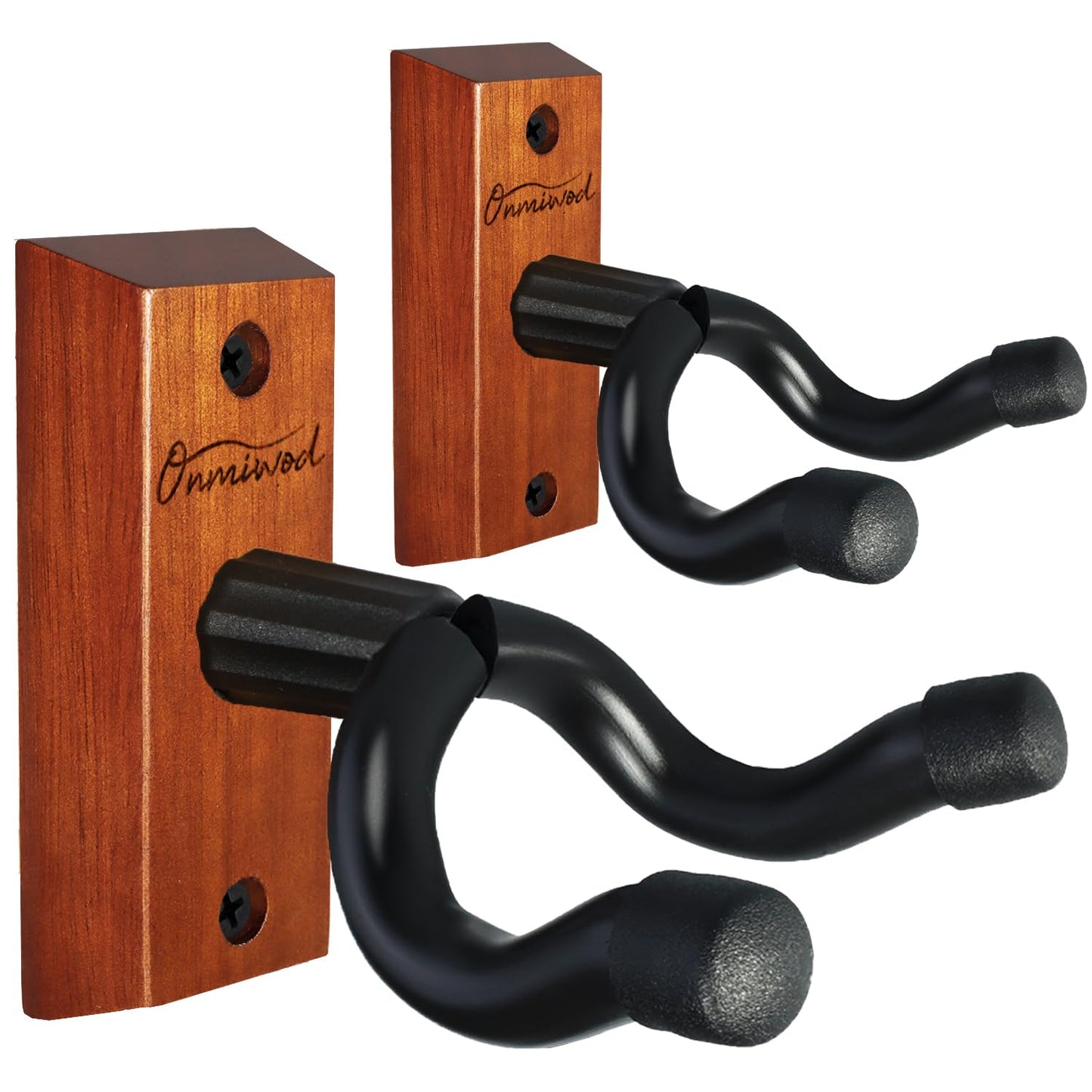 Guitar Wall Mount 2 Pack, Black Walnut Wood Guitar Hanger, U-Shaped Guitar Wall Hanger Mount, Guitar Holder Hook Stand Wall for Acoustic, Electric Guitar, Banjo, Bass, for Guitar Player Men Boy