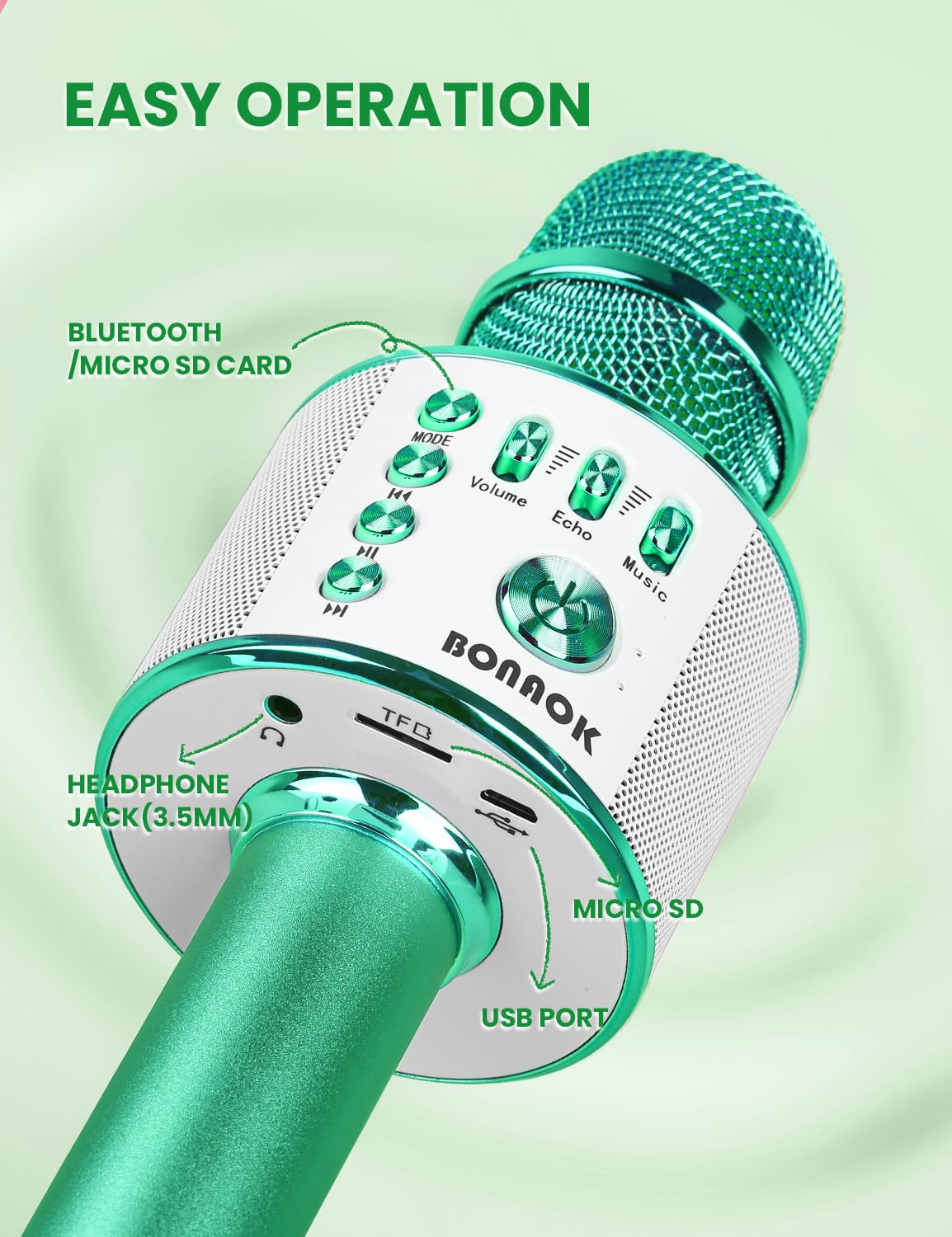 BONAOK Wireless Bluetooth Karaoke Microphone, 3-in-1 Portable Handheld Mic Speaker for All Smartphones,Gifts for Girls Kids Adults All Age Q37(Rose Gold)