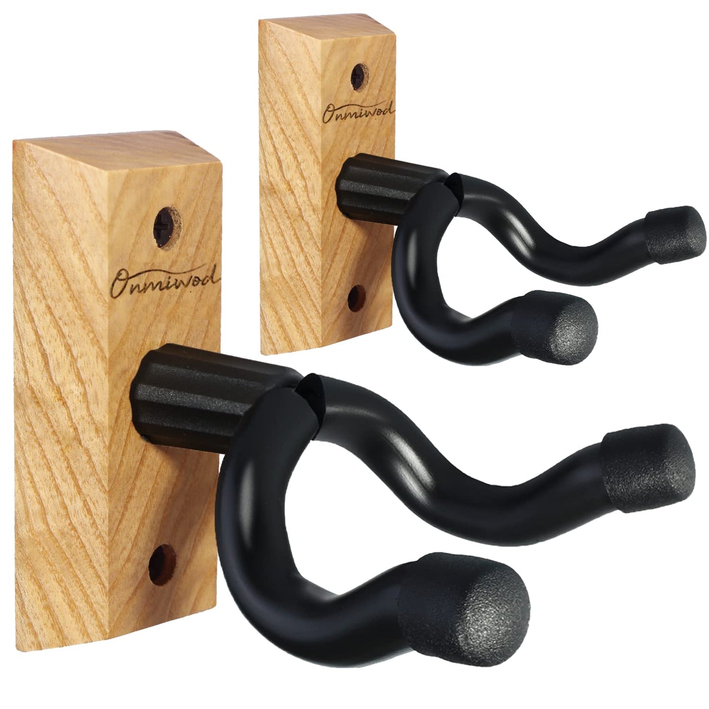 Guitar Wall Mount 2 Pack, Black Walnut Wood Guitar Hanger, U-Shaped Guitar Wall Hanger Mount, Guitar Holder Hook Stand Wall for Acoustic, Electric Guitar, Banjo, Bass, for Guitar Player Men Boy