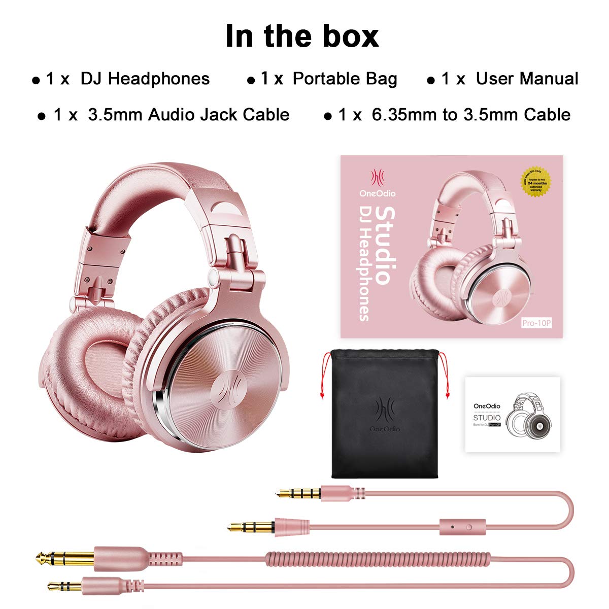 OneOdio Wired Over Ear Headphones Studio Monitor & Mixing DJ Stereo Headsets with 50mm Neodymium Drivers and 1/4 to 3.5mm Jack for AMP Computer Recording Podcast Keyboard Guitar Laptop - Black