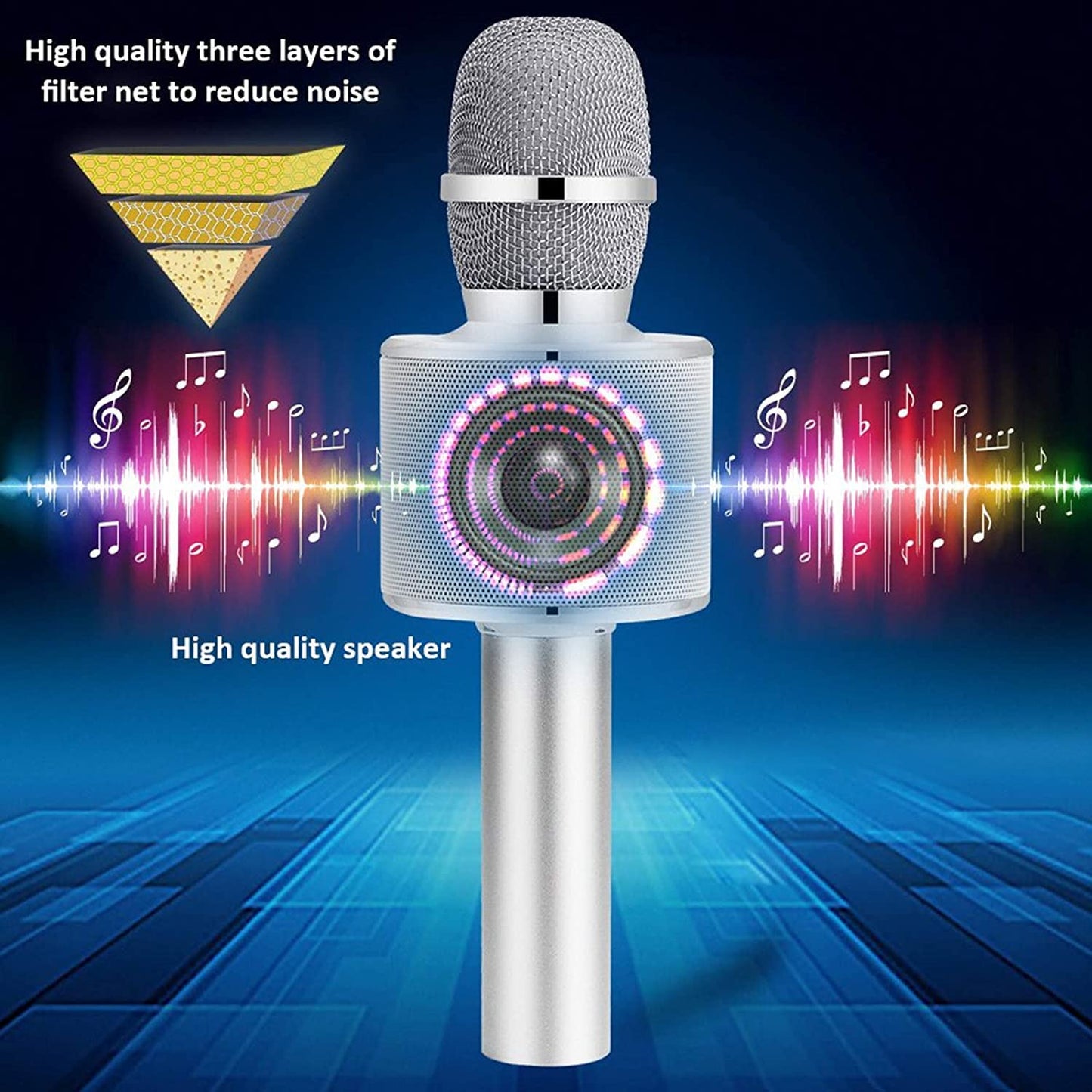 BONAOK Wireless Bluetooth Karaoke Microphone, 3-in-1 Portable Handheld Mic Speaker for All Smartphones,Gifts for Girls Kids Adults All Age Q37(Rose Gold)
