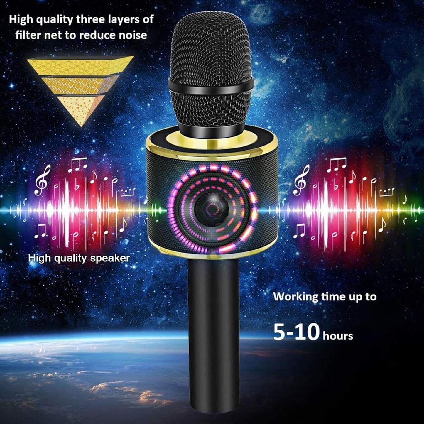BONAOK Wireless Bluetooth Karaoke Microphone, 3-in-1 Portable Handheld Mic Speaker for All Smartphones,Gifts for Girls Kids Adults All Age Q37(Rose Gold)