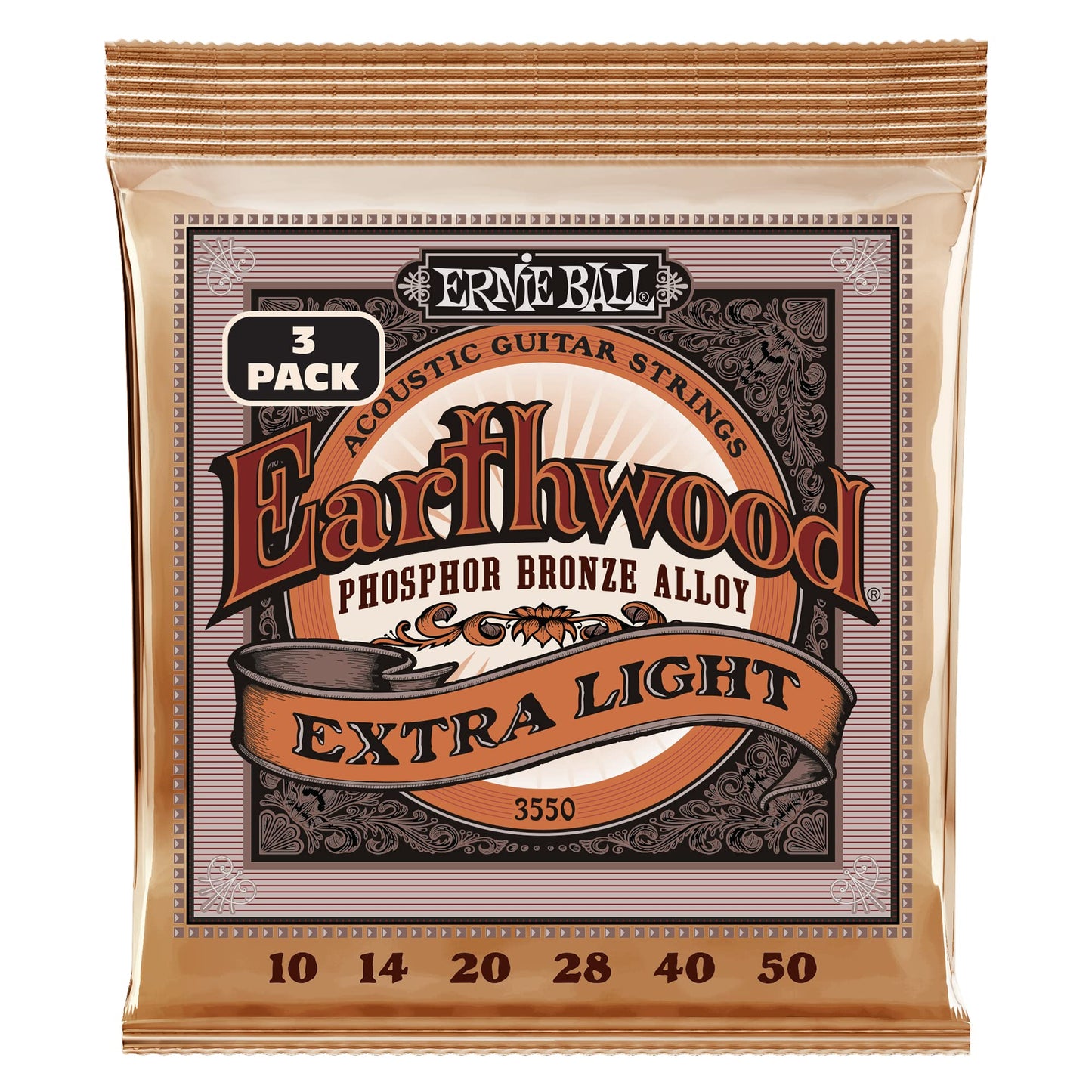 Ernie Ball Earthwood Light Phosphor Bronze Acoustic Guitar Strings, 11-52 Gauge (P02148)