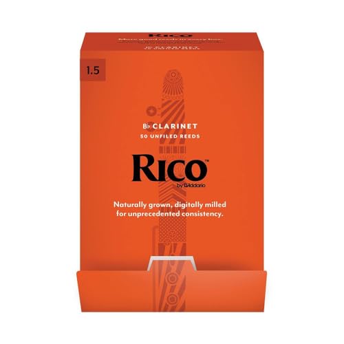 D’Addario Woodwinds - Rico Bb Clarinet Reeds - Reeds for Bb Clarinet - Crafted for Beginners, Students, Educators - Strength 2.5, 10-pack