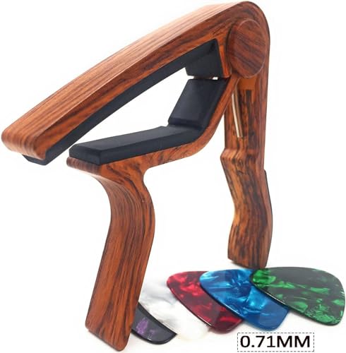 WINGO Guitar Capo for Acoustic and Electric Guitars - Rosewood Color with 5 Picks