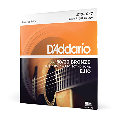 D'Addario Guitar Strings - Acoustic Guitar Strings - 80/20 Bronze - For 6 String Guitar - Deep, Bright, Projecting Tone - EJ11-3D - Light, 12-53 - 3-Pack.