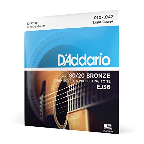 D'Addario Guitar Strings - Acoustic Guitar Strings - 80/20 Bronze - For 6 String Guitar - Deep, Bright, Projecting Tone - EJ11-3D - Light, 12-53 - 3-Pack.