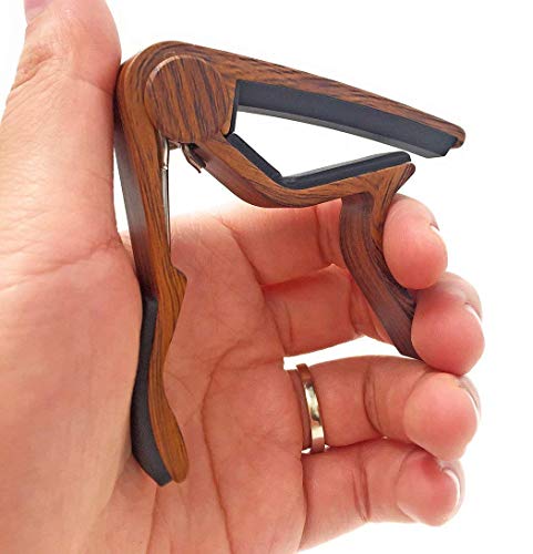 WINGO Guitar Capo for Acoustic and Electric Guitars - Rosewood Color with 5 Picks