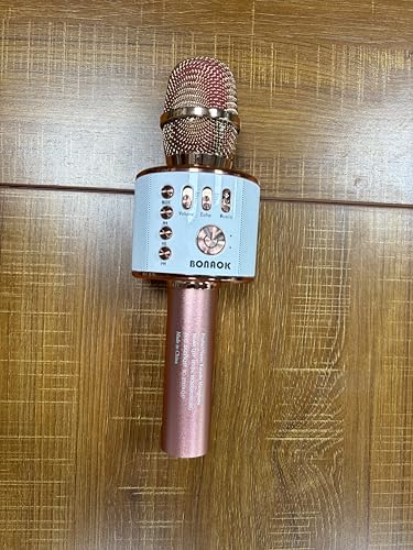 BONAOK Wireless Bluetooth Karaoke Microphone, 3-in-1 Portable Handheld Mic Speaker for All Smartphones,Gifts for Girls Kids Adults All Age Q37(Rose Gold)