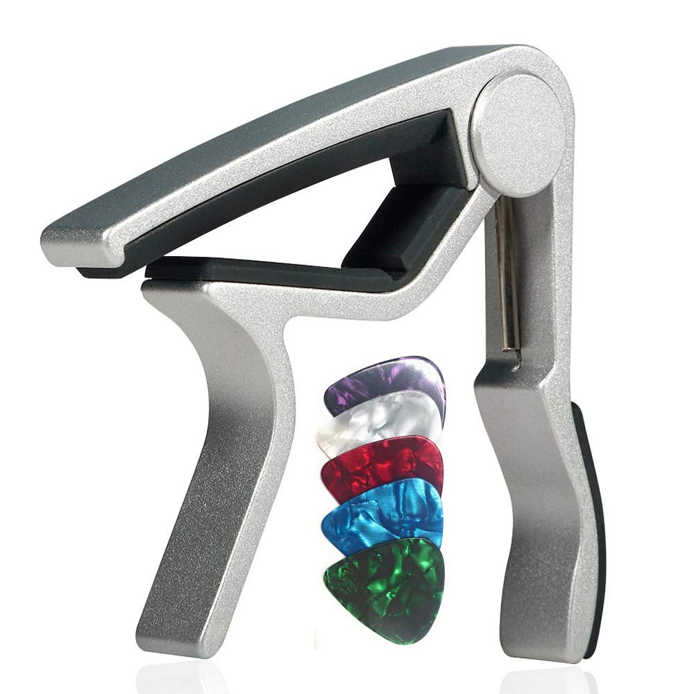 WINGO Guitar Capo for Acoustic and Electric Guitars - Rosewood Color with 5 Picks