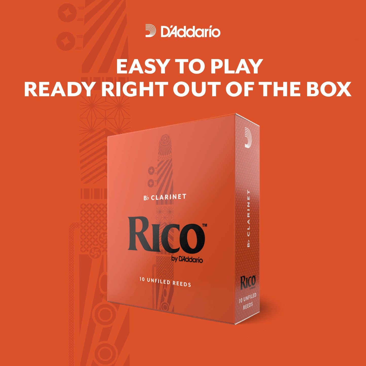 D’Addario Woodwinds - Rico Bb Clarinet Reeds - Reeds for Bb Clarinet - Crafted for Beginners, Students, Educators - Strength 2.5, 10-pack