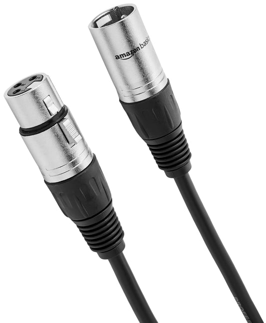 Amazon Basics XLR Microphone Cable for Speaker or PA System, All Copper Conductors, 6MM PVC Jacket, 6 Foot, Black