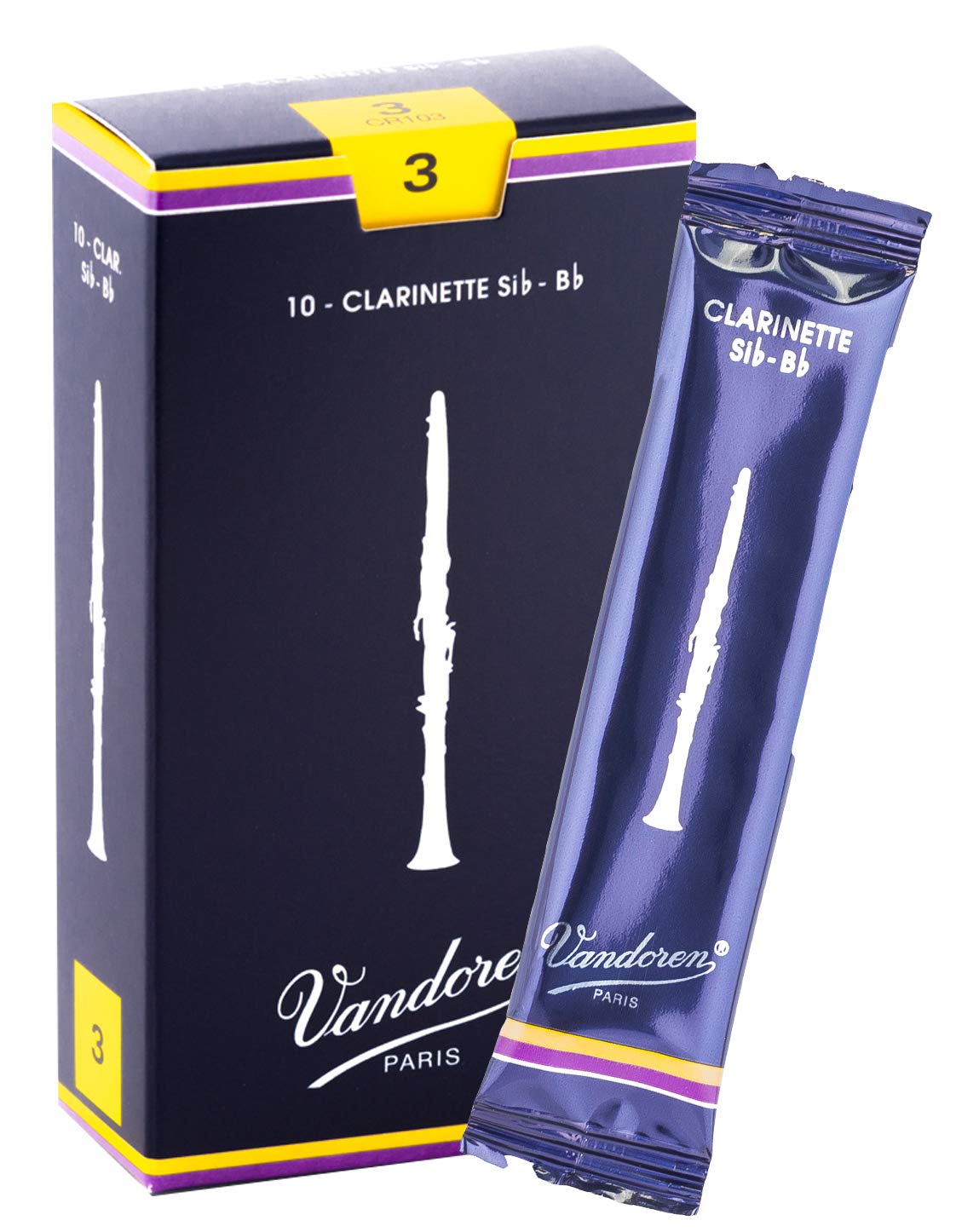 Vandoren CR103 Bb Clarinet Traditional Reeds Strength 3; Box of 10